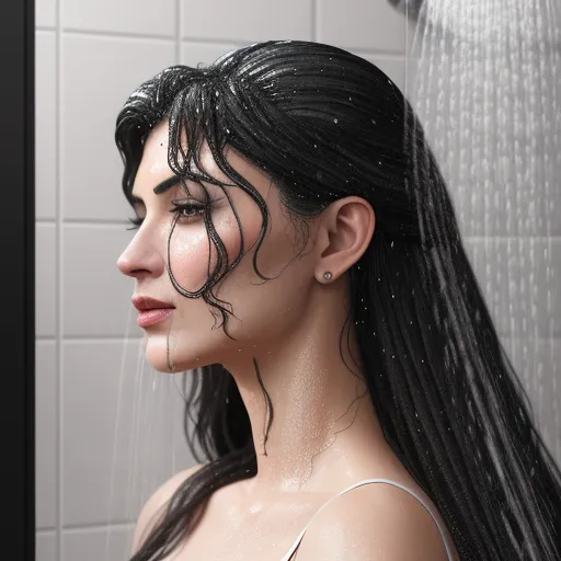 pictures of nacked people - a woman with long hair standing in a shower with water coming from her head and flowing down her hair, by Pixar Concept Artists