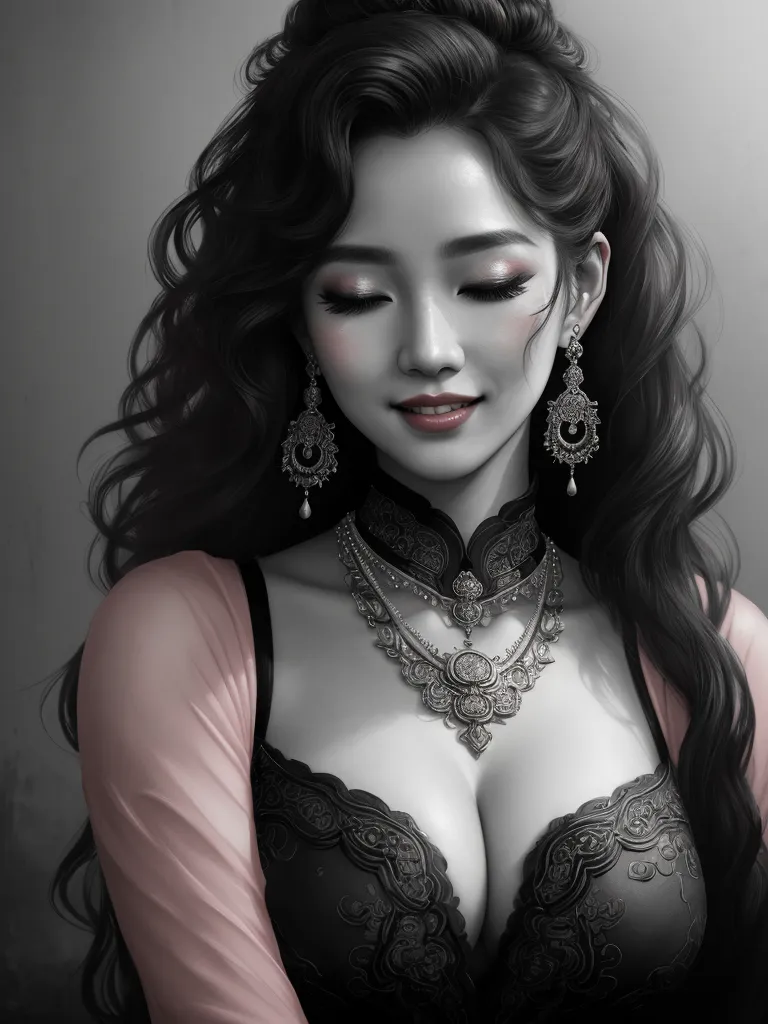 cartoons nude - a woman with a very large breast wearing a bra and earrings on her chest and a necklace on her neck, by Tom Bagshaw
