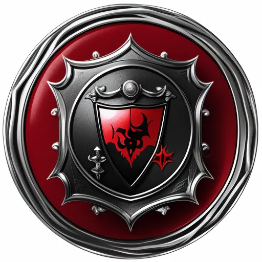 sexy hentai pics - a red and black shield with a skull on it's side and a star on the side of the shield, by Baiōken Eishun