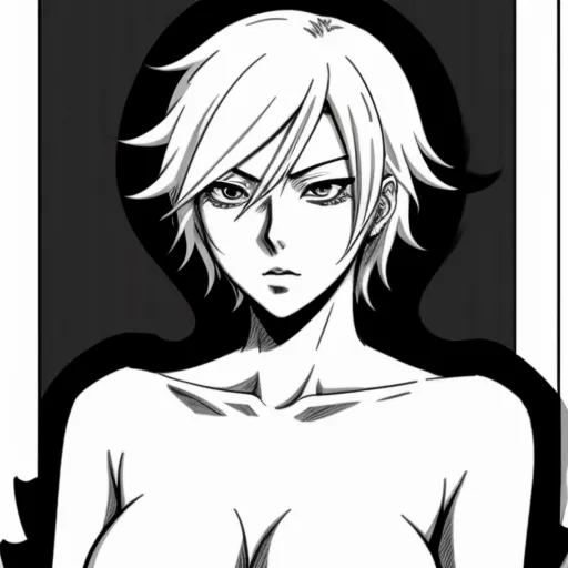 picture of people naked - a cartoon of a woman with short hair and a white shirt on, with a black background and a white background, by Toei Animations